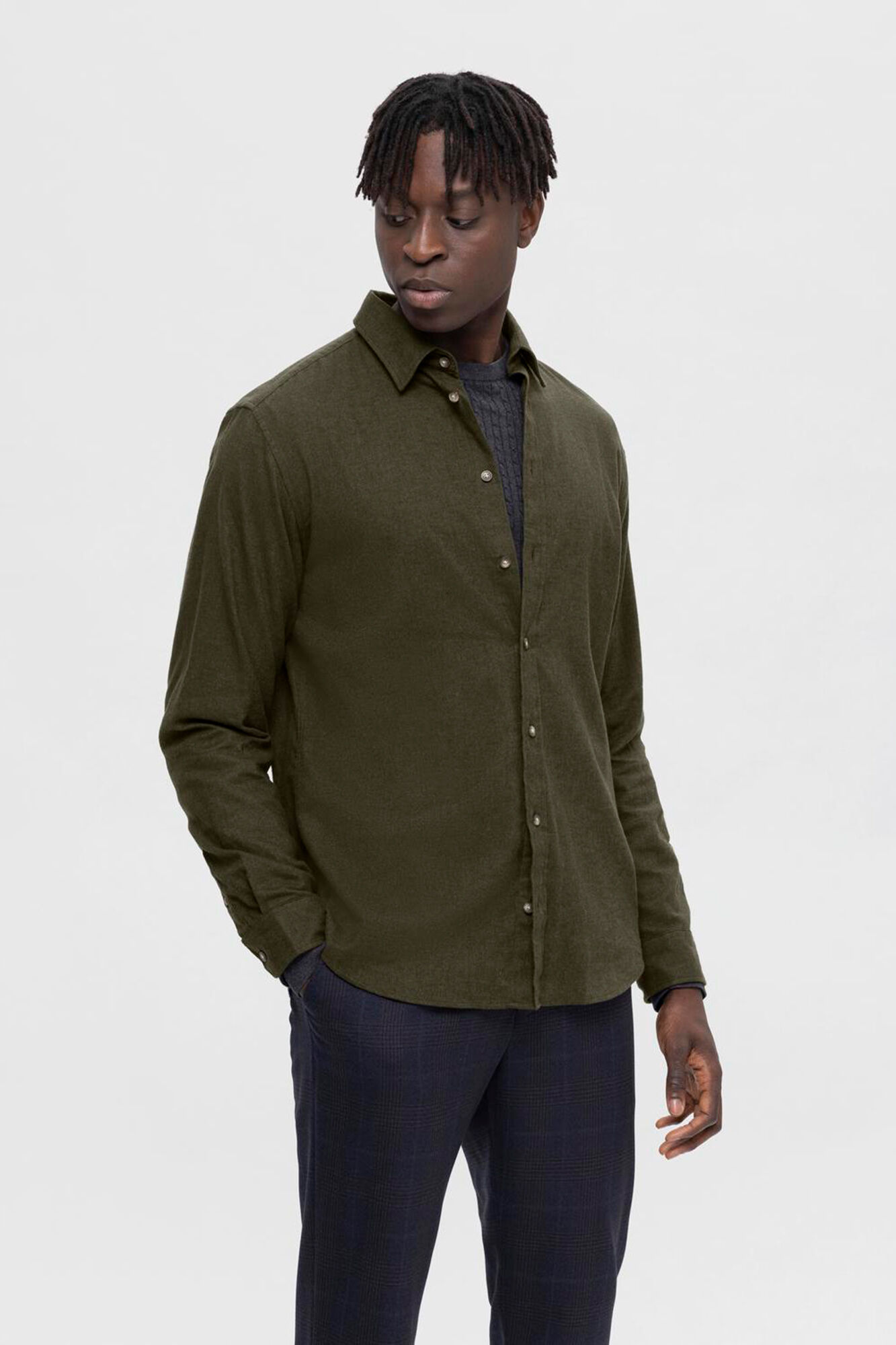 Selected Camisa de manga comprida com corte slim