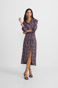 Silbon Camisa com babados e estampado Ikat no ombro