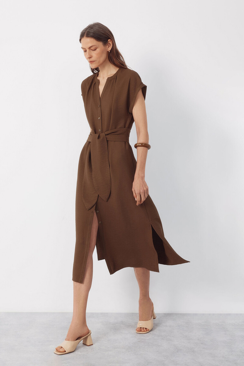 Cortefiel Belted dress Kaki