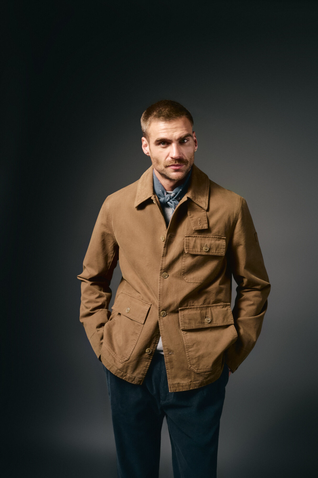 OOTO Worker jacket with corduroy neck Nude