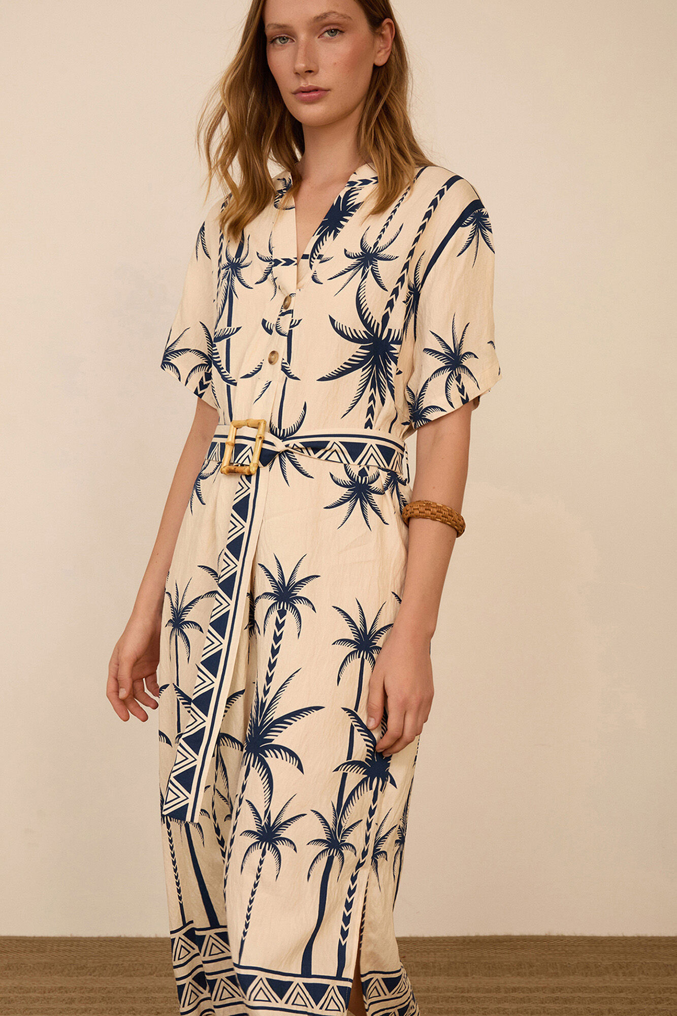 Meisie Vestido midi estampado de palmeiras
