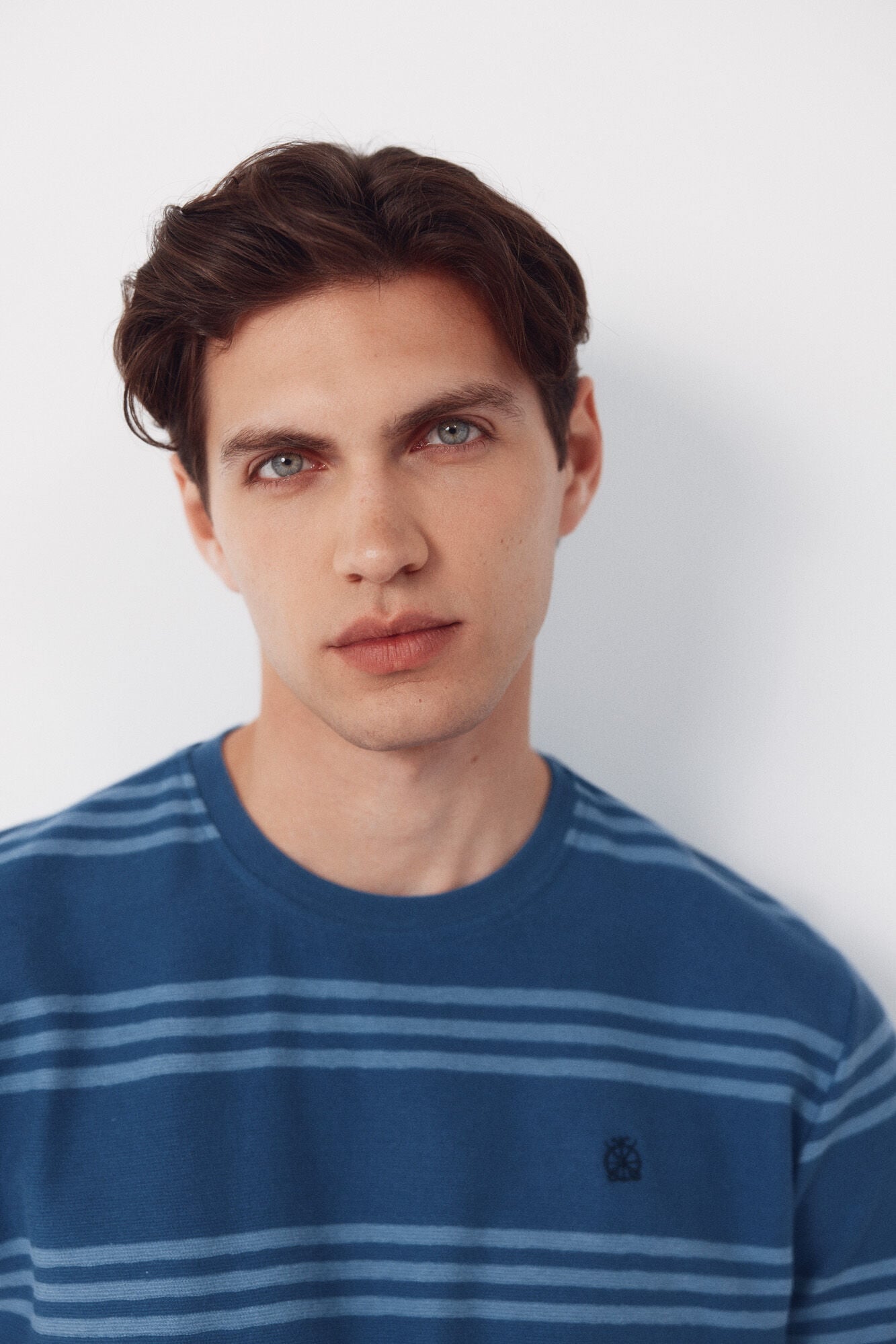 Cortefiel Striped structure T-shirt Blue