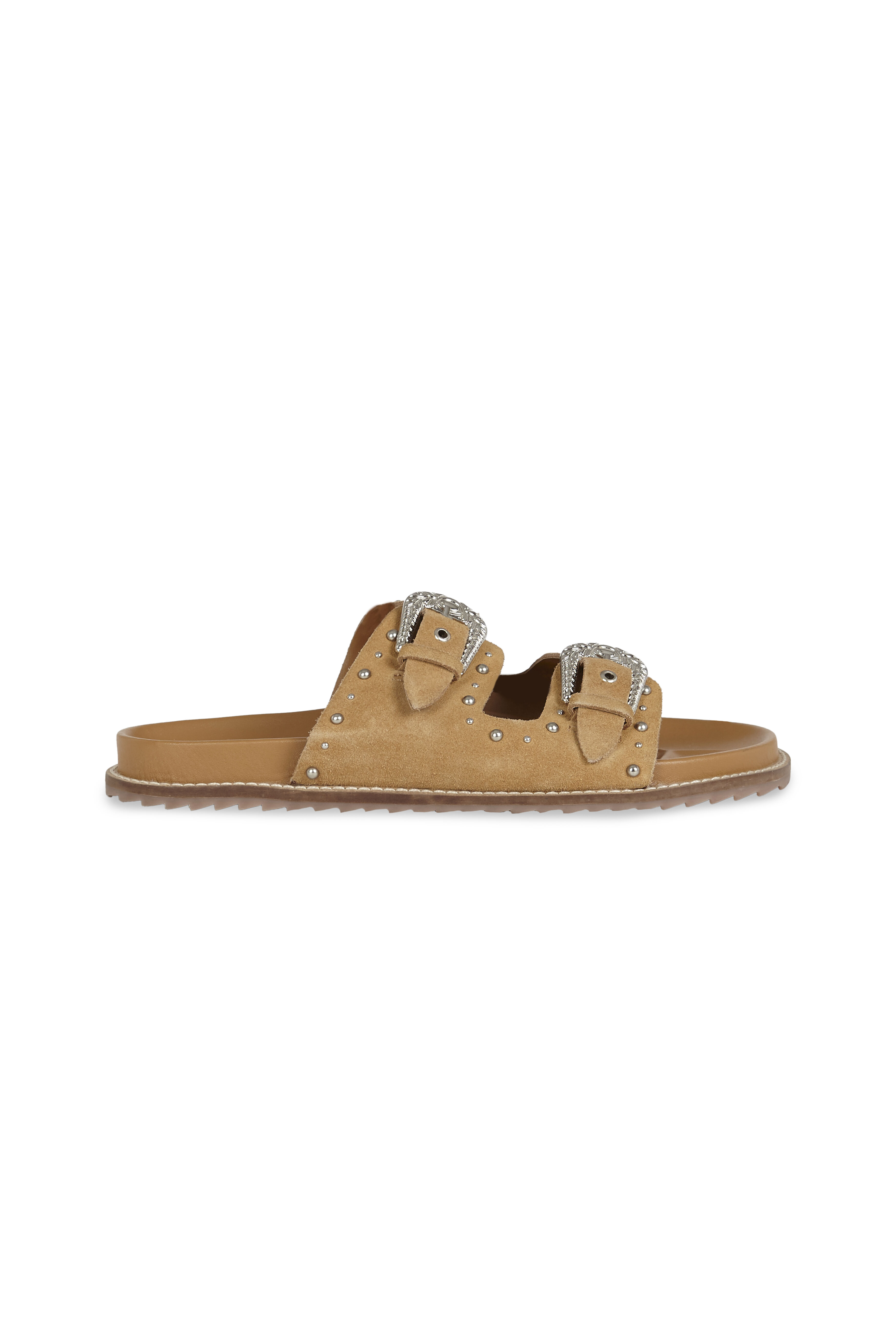 Slowlove Sandalia piel tachuelas Marr&oacute;n