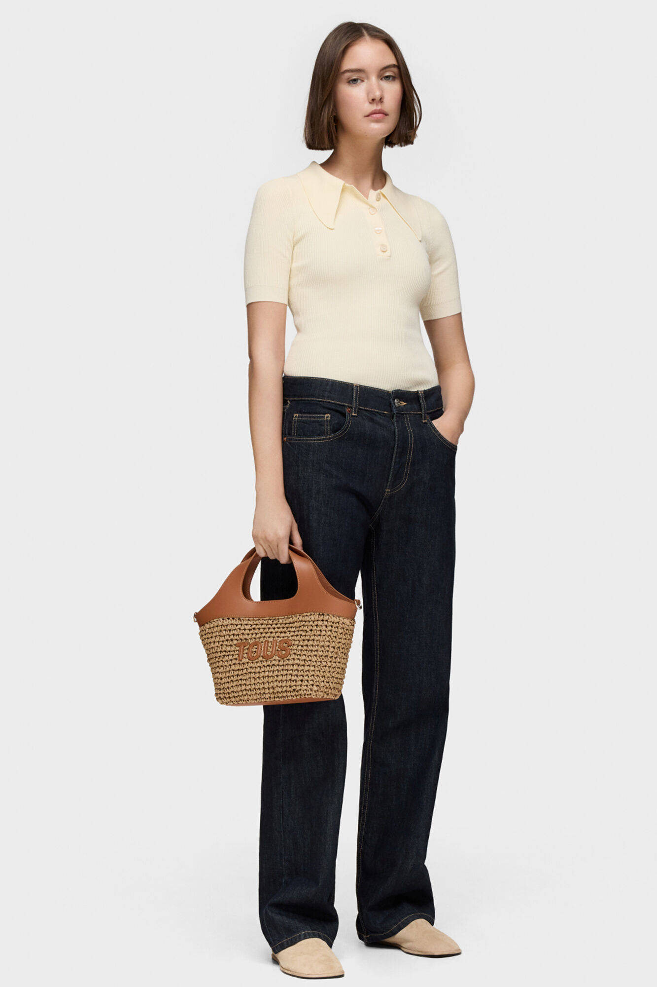 Tous Capazo mediano camel TOUS Lirio Rafia Beige