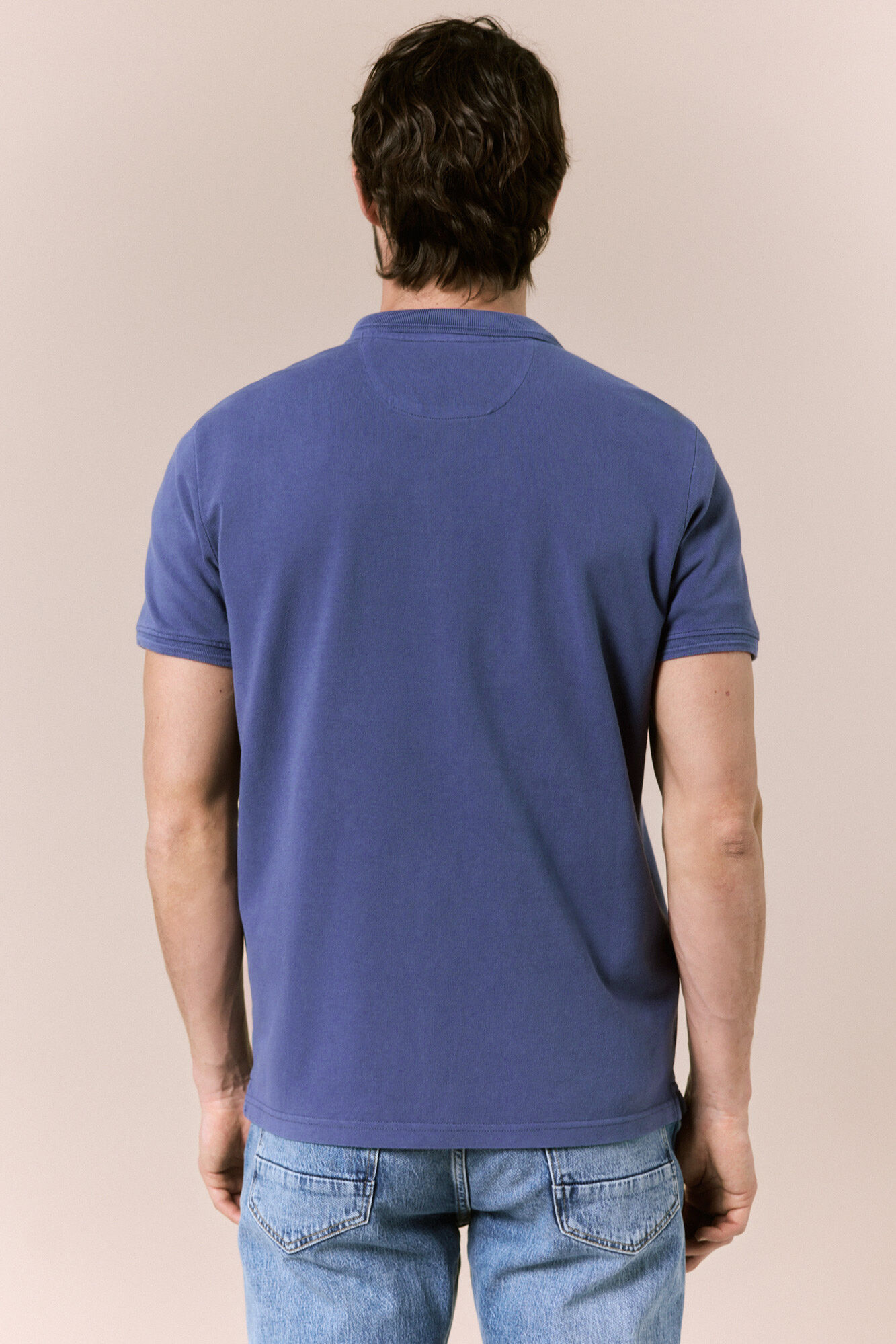 OOTO Polo b&aacute;sico em piqu&eacute; lavado Azul