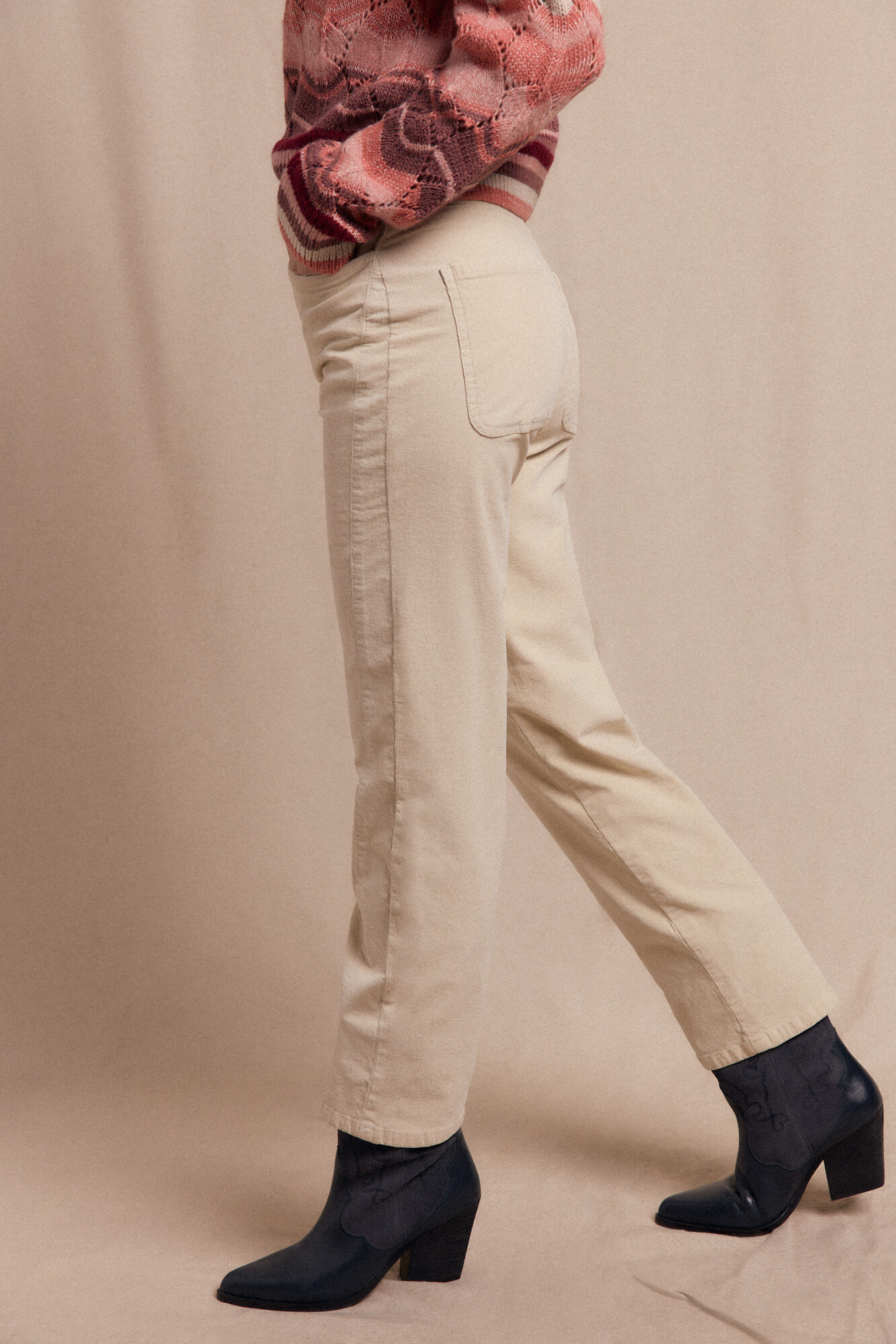 Slowlove Cal&ccedil;as de veludo cotel&ecirc; Ecru