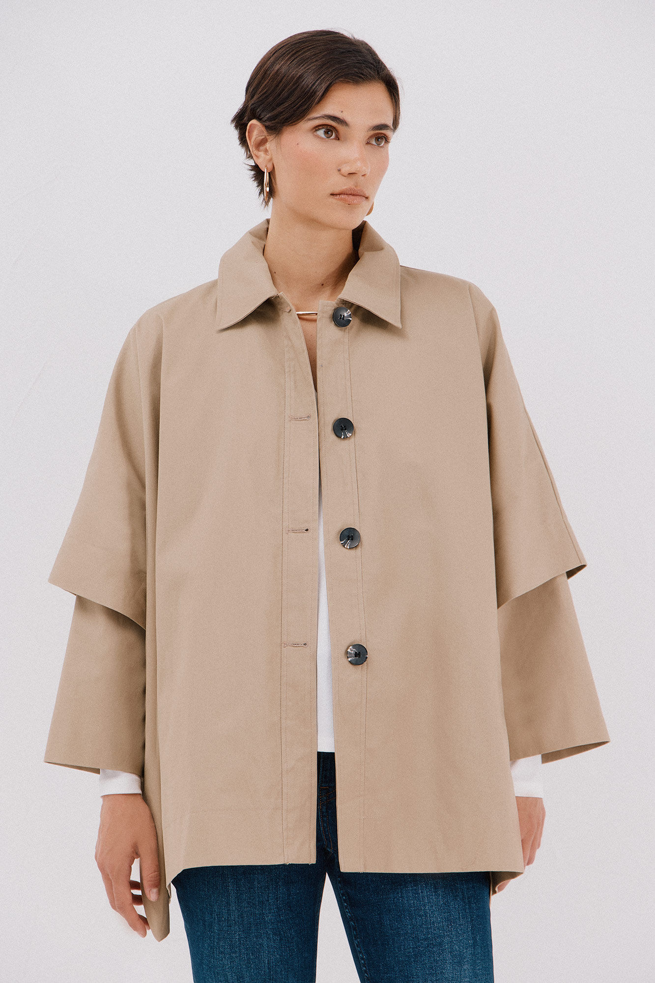 Cortefiel trench coat fabric Beige