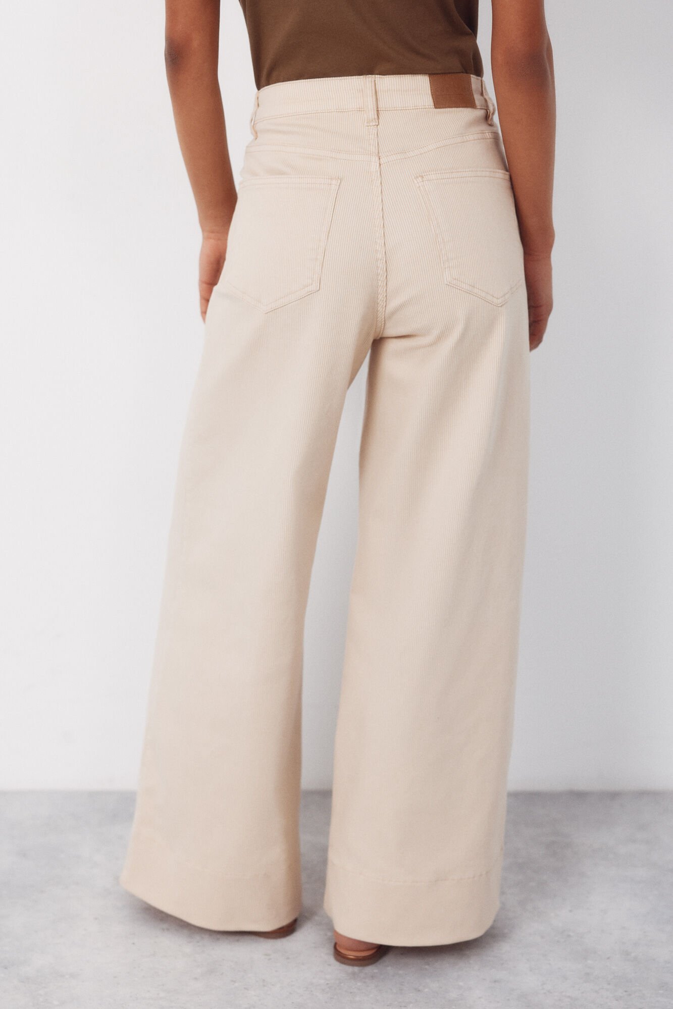 Cortefiel Sand striped trousers Ivory