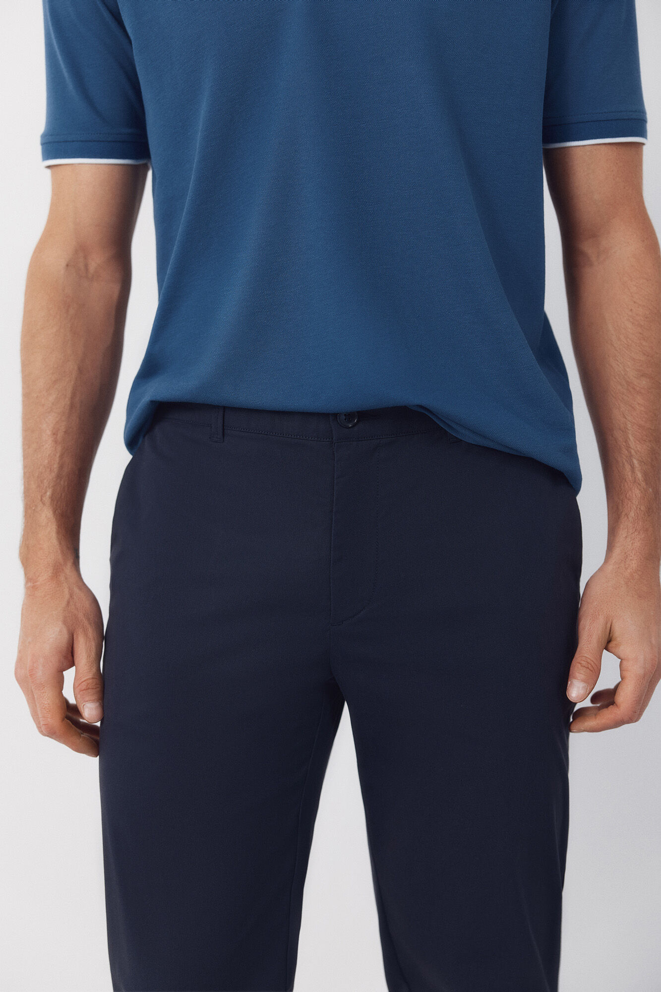 Cortefiel Slim fit technical chinos trousers Navy