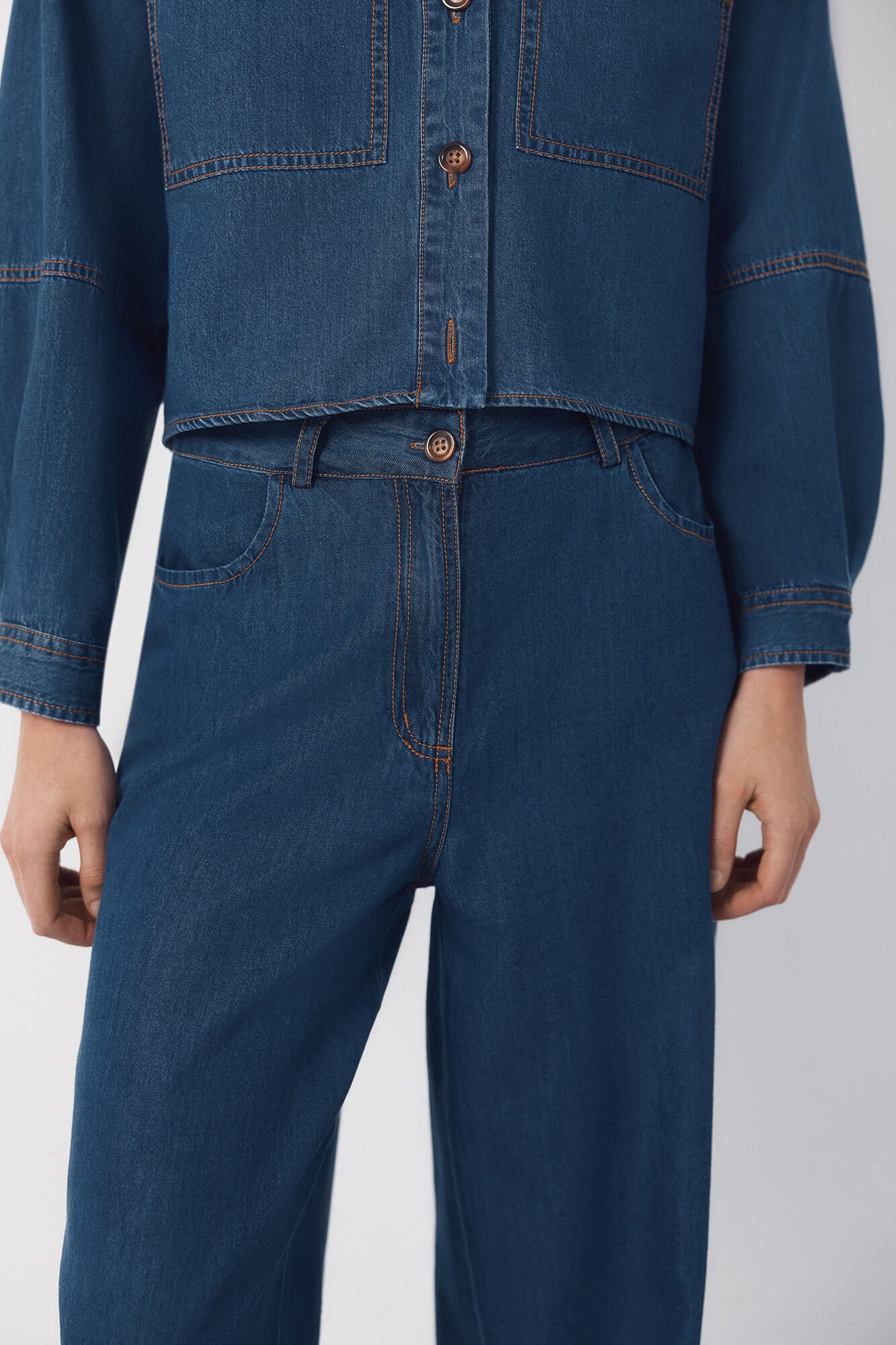 Cortefiel Jeans Palazzo Soft Azul