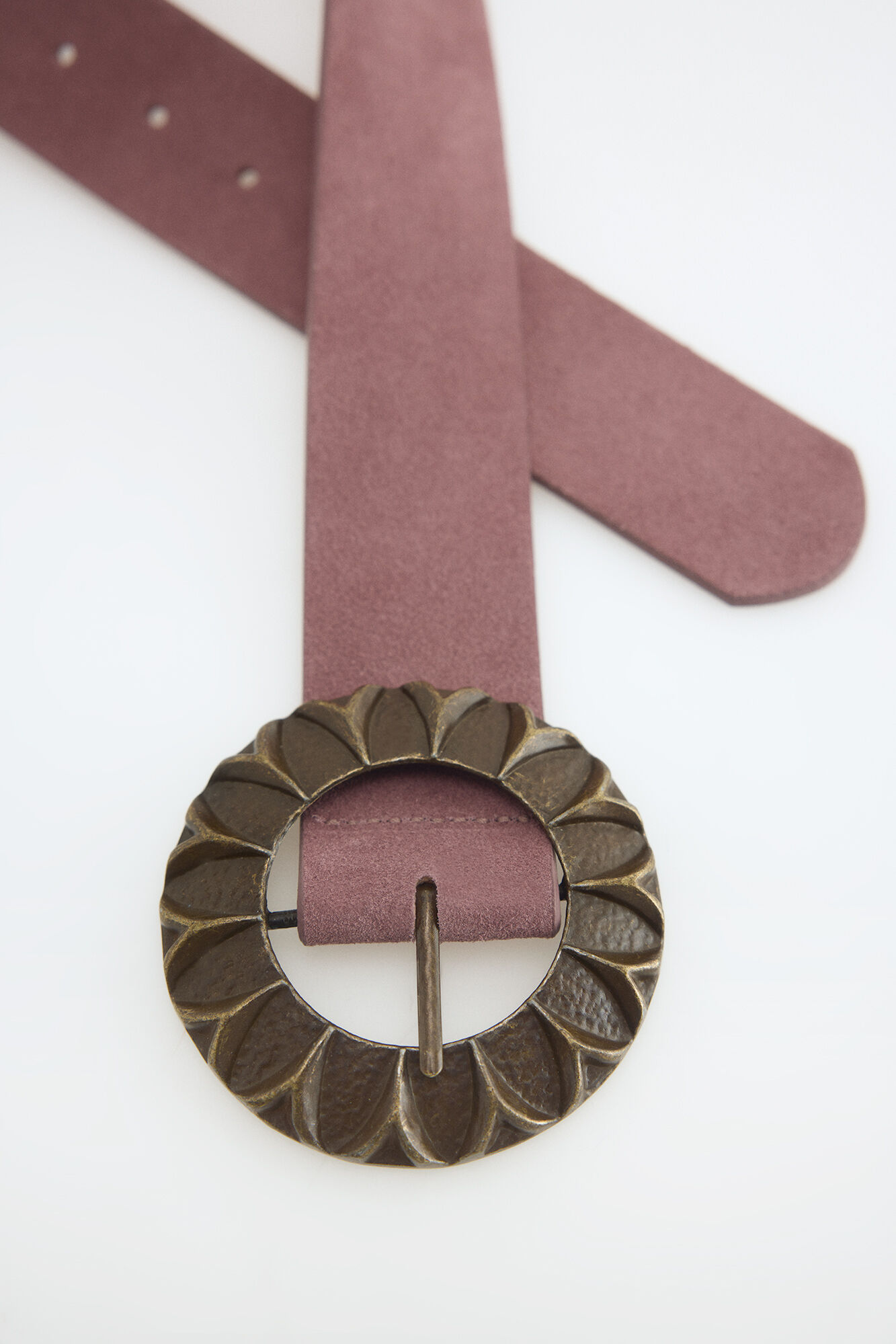 Slowlove Cintur&oacute;n piel hebilla redonda Rosa