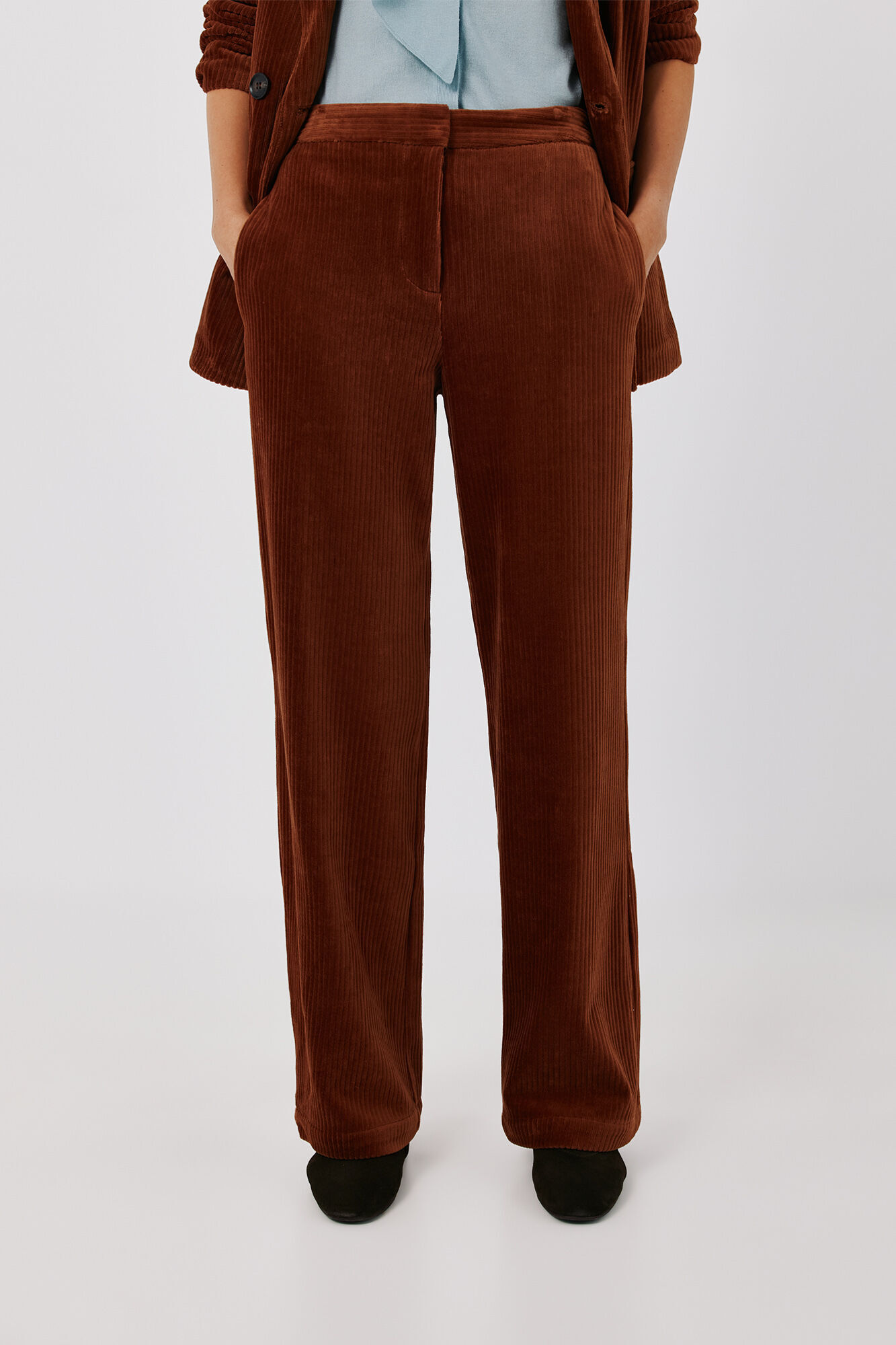 Cortefiel Corduroy wide-leg trousers Brown