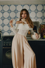 Slowlove Top descombrado lencero Marfil