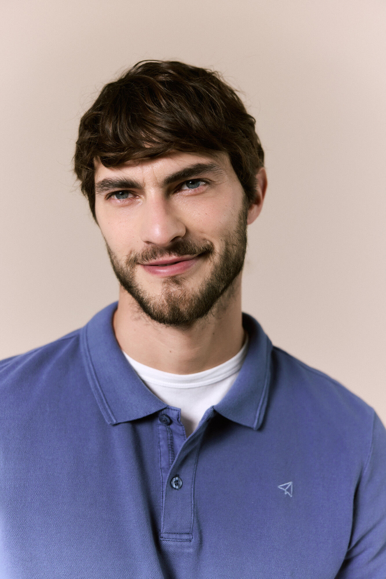 OOTO Polo b&aacute;sico em piqu&eacute; lavado Azul