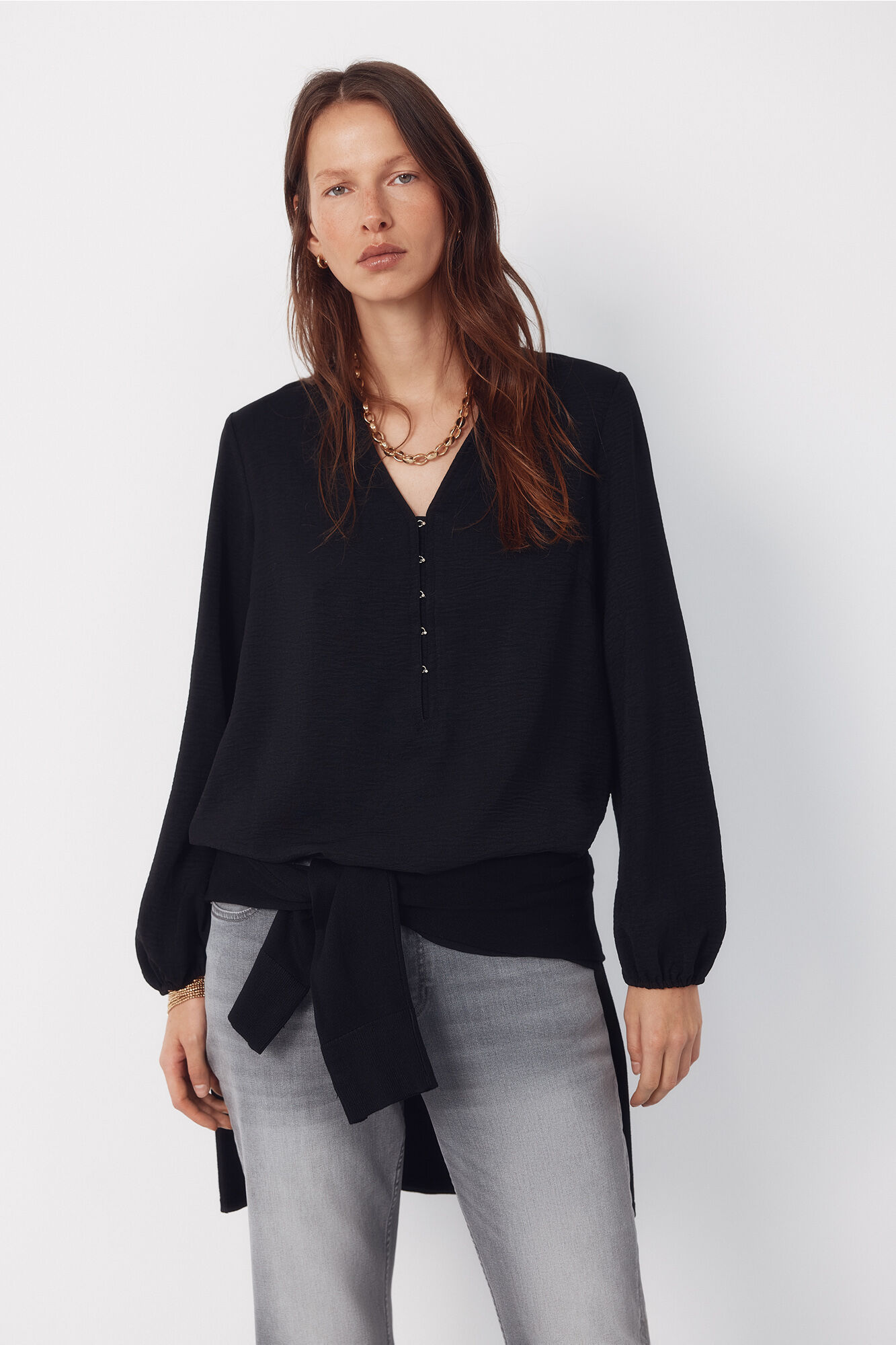 Cortefiel Mandarin blouse with buttons