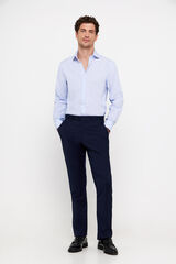 Cortefiel Striped easy-iron double cuff shirt Blue