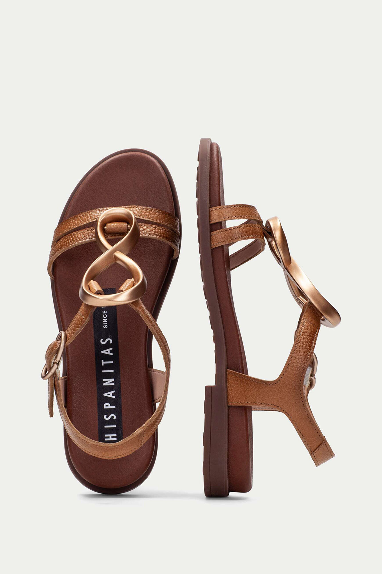 Hispanitas Sand&aacute;lia com adorno infinito Castanho