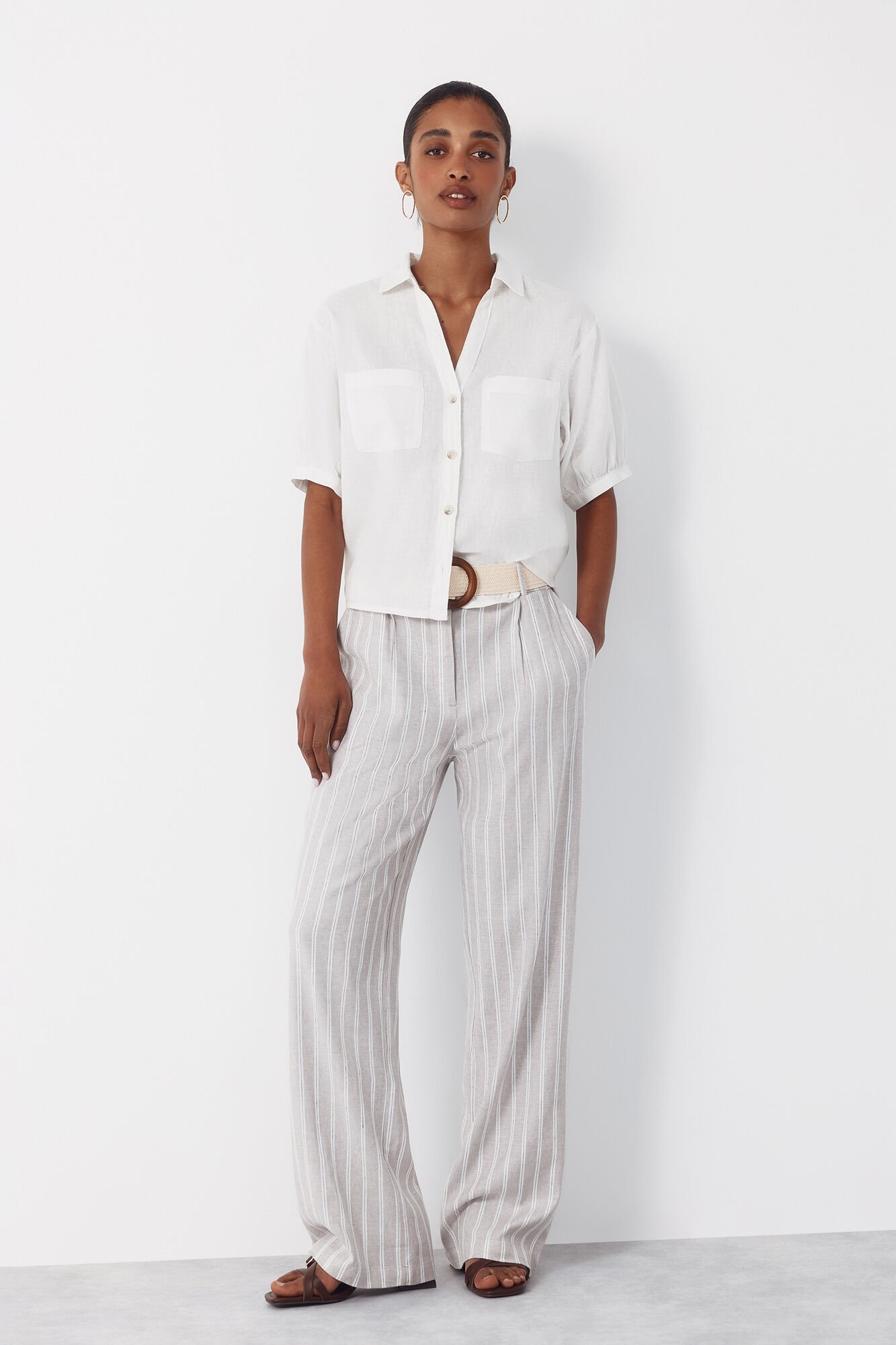 Cortefiel Pantal&oacute;n ancho con lino