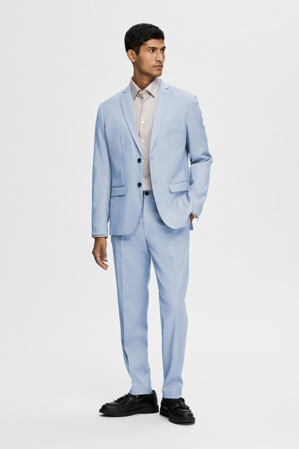 Cortefiel Slim fit suit jacket made from recycled materials Blue