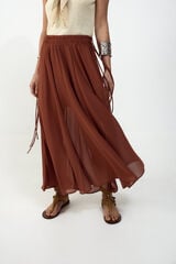 Slowlove Falda midi de gasa Castanho