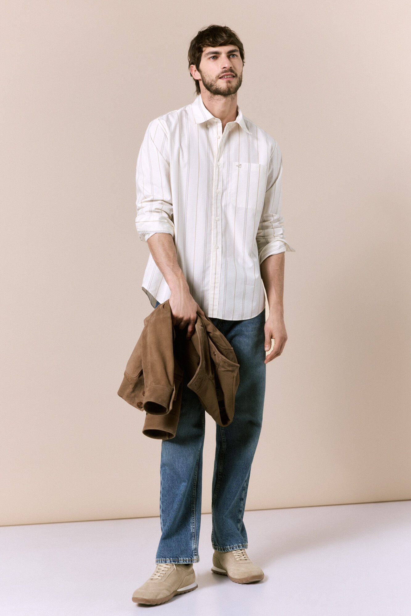 OOTO Camisa &agrave;s riscas manga comprida em popelina