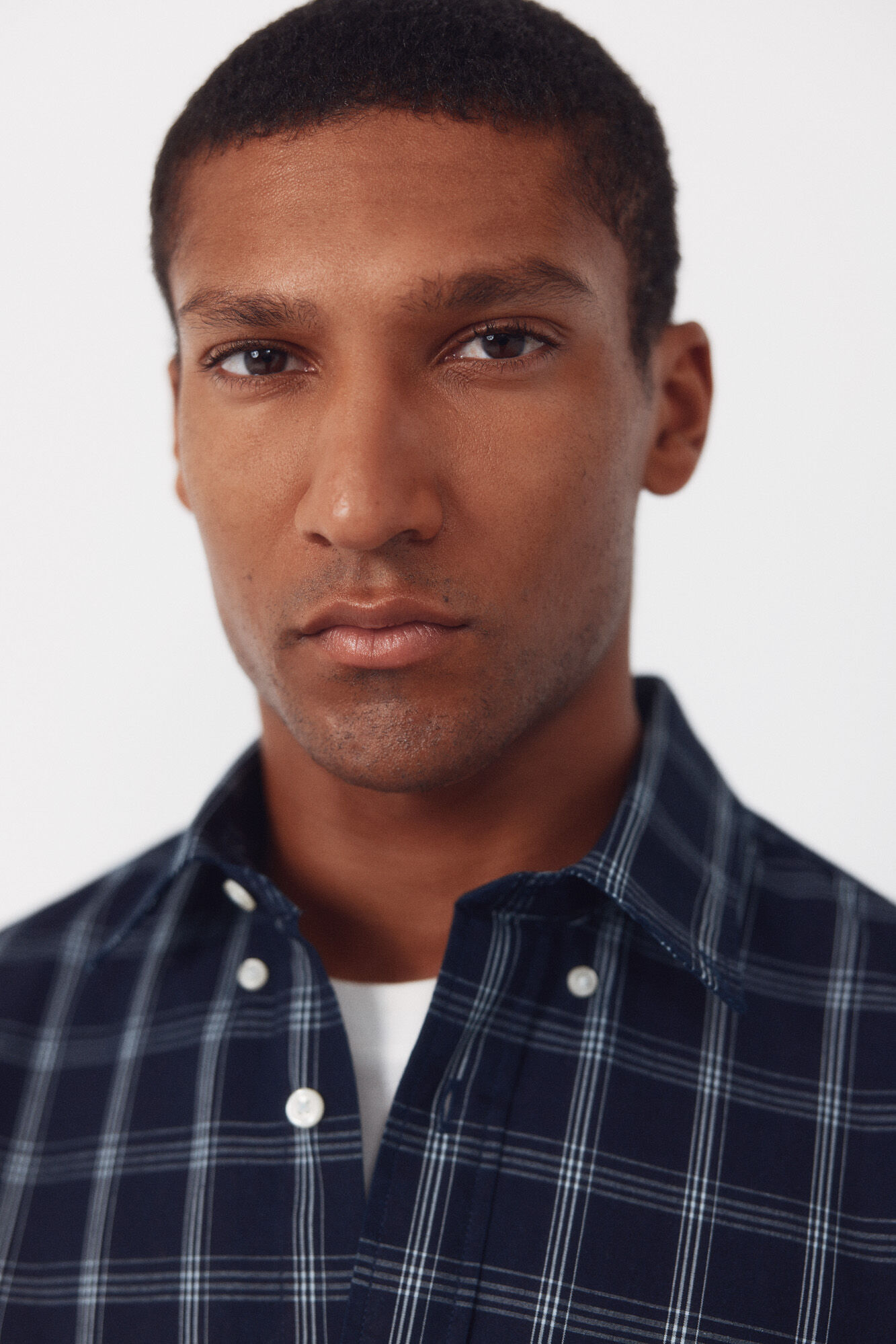 Cortefiel Camisa cuadros denim Azul