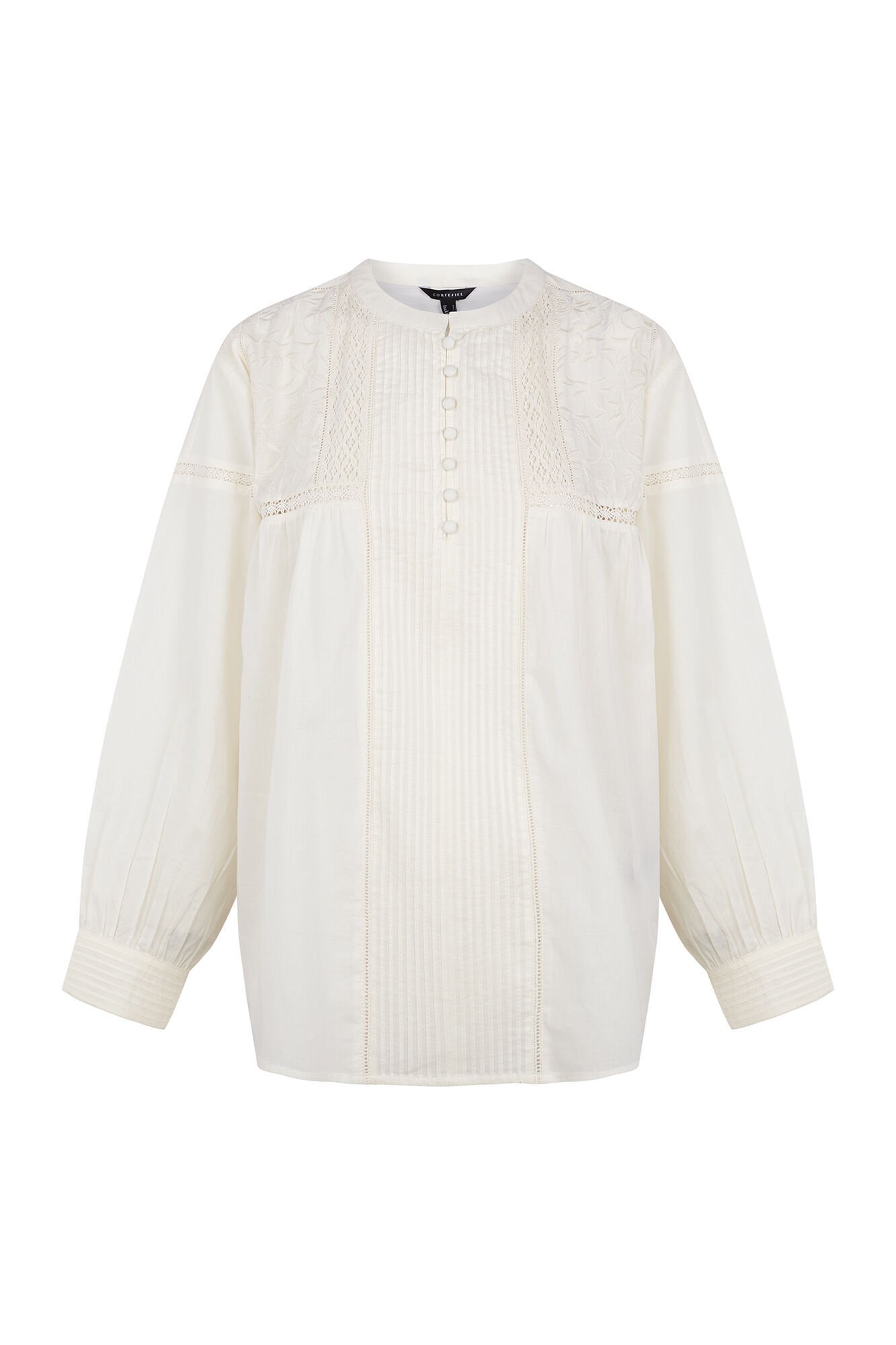Cortefiel Embroidered blouse Ivory