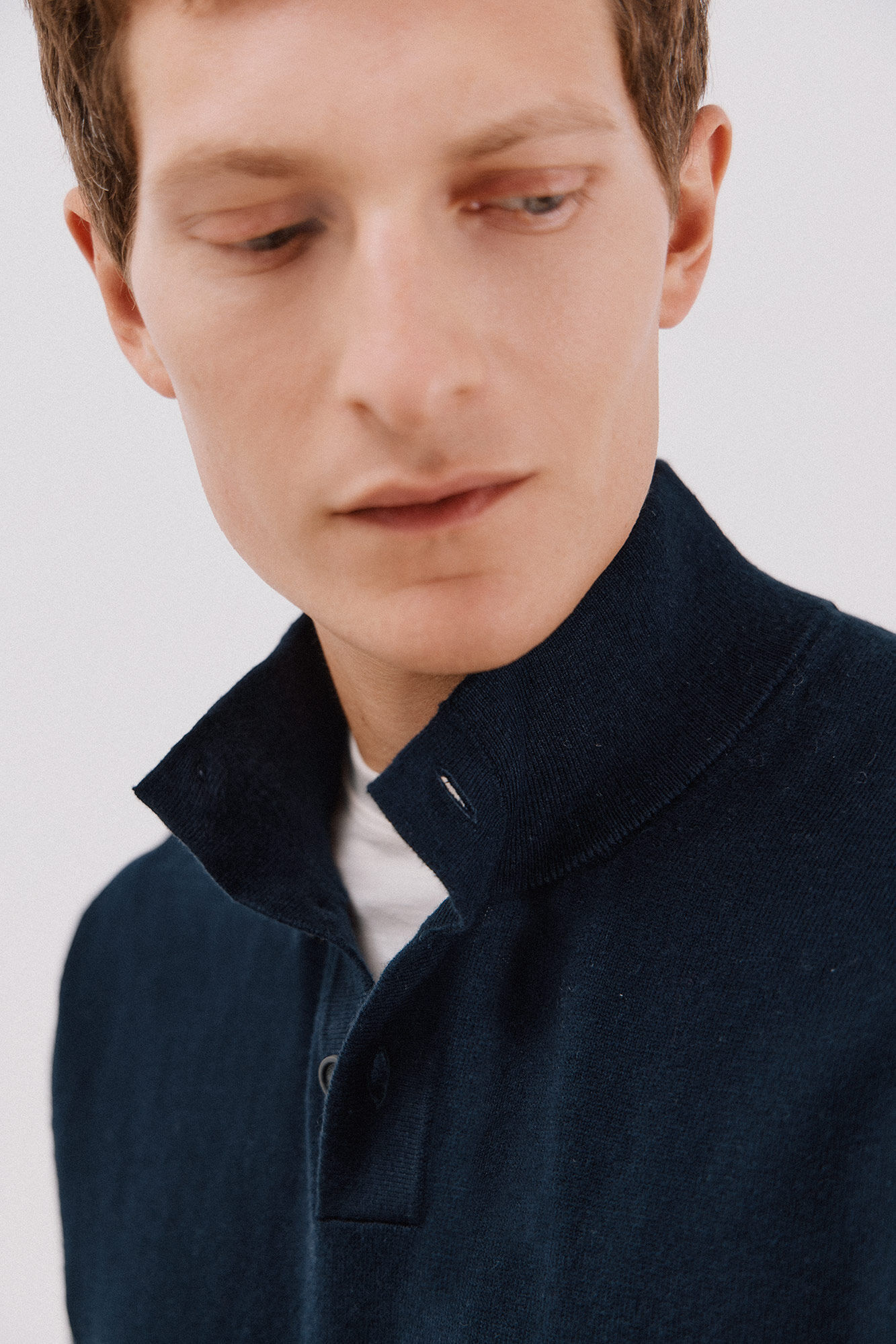 Cortefiel Camisola algod&atilde;o caxemira gola alta Azul