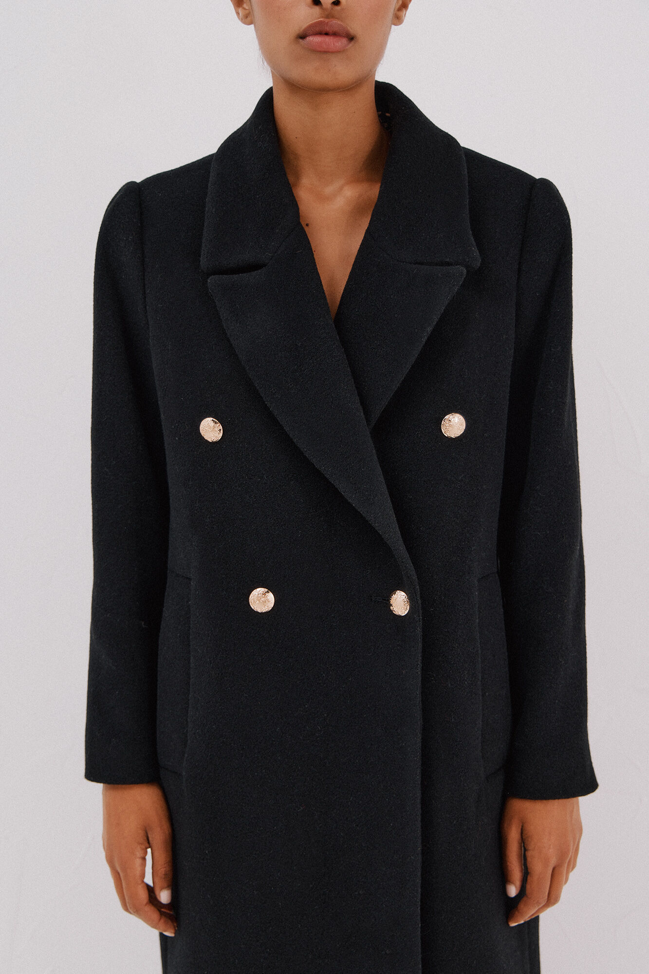 Cortefiel Long coat Italian fabric Black