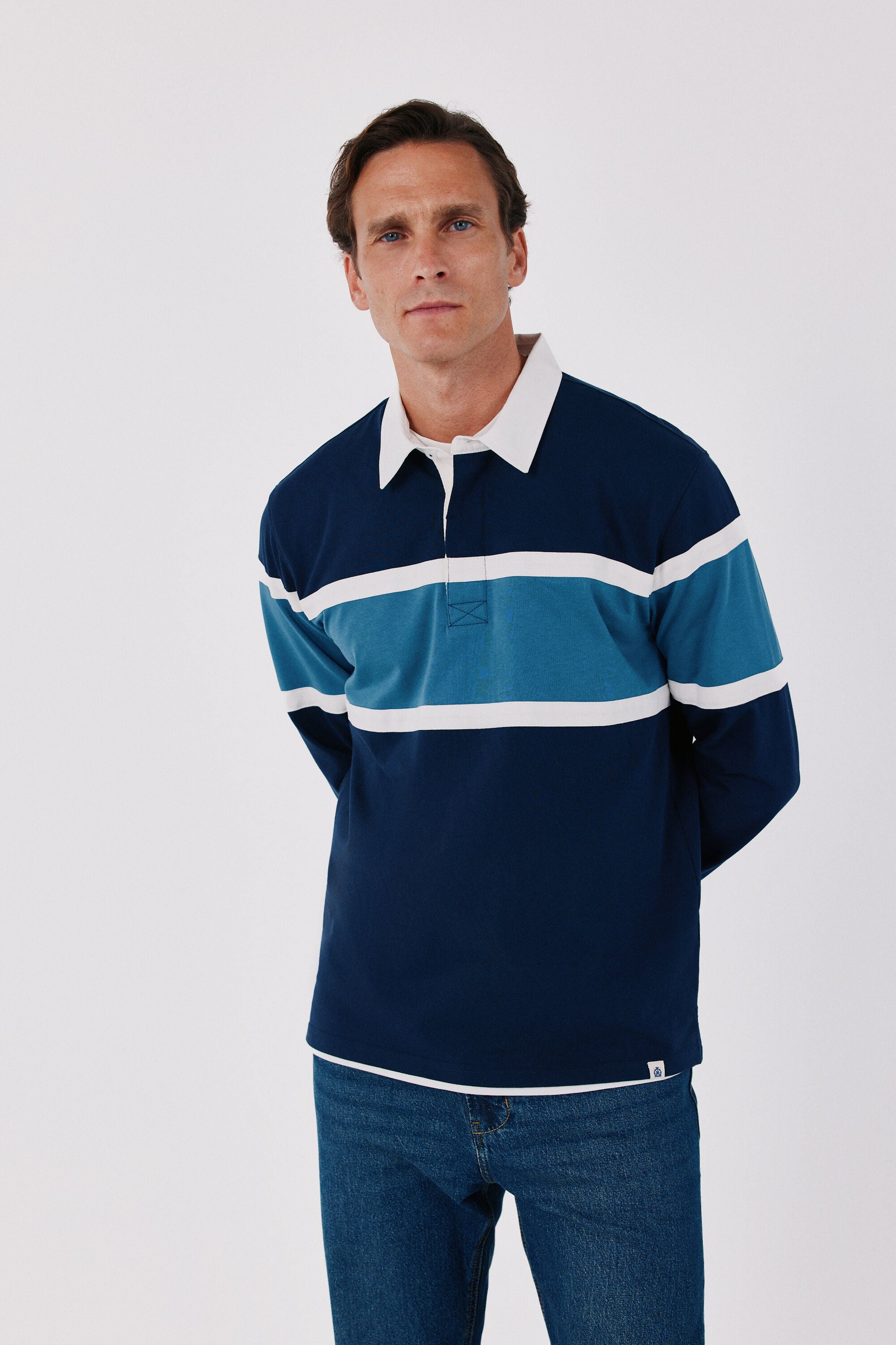 Cortefiel Colour block rugby polo shirt