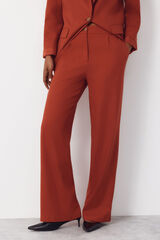 Cortefiel Wide-leg trousers with linen Orange