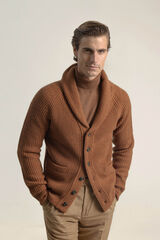 PuroEGO C&aacute;rdigan canelado gola xale Laranja