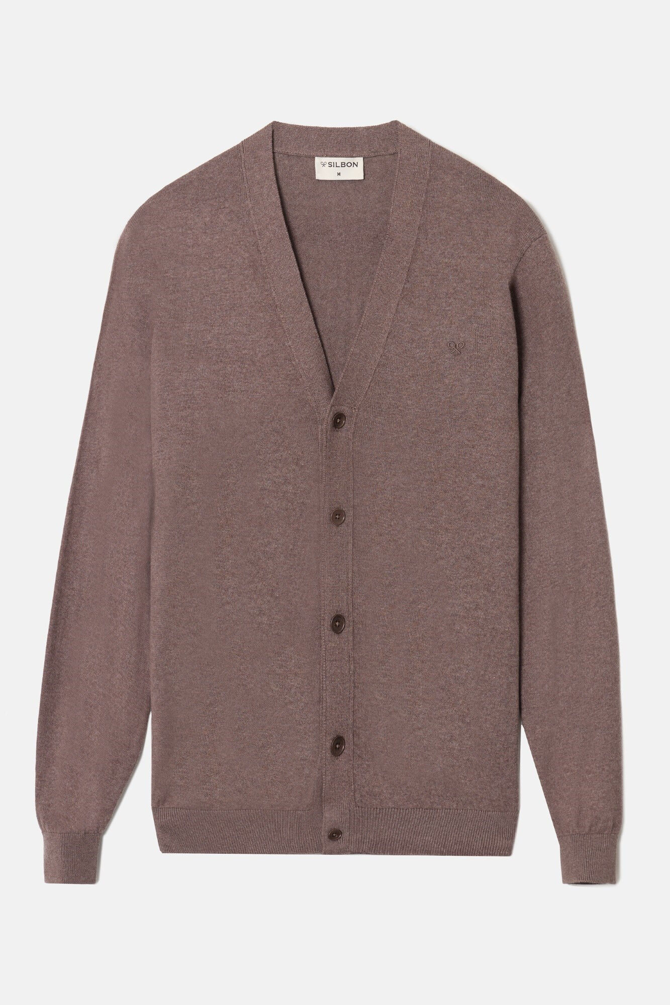 Silbon C&aacute;rdigan cl&aacute;sico liso Marr&oacute;n oscuro