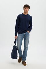 Selected Lightweight 100% organic cotton jumper Blue