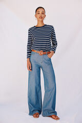 Cortefiel Basic T-shirt with gold buttons Printed blue