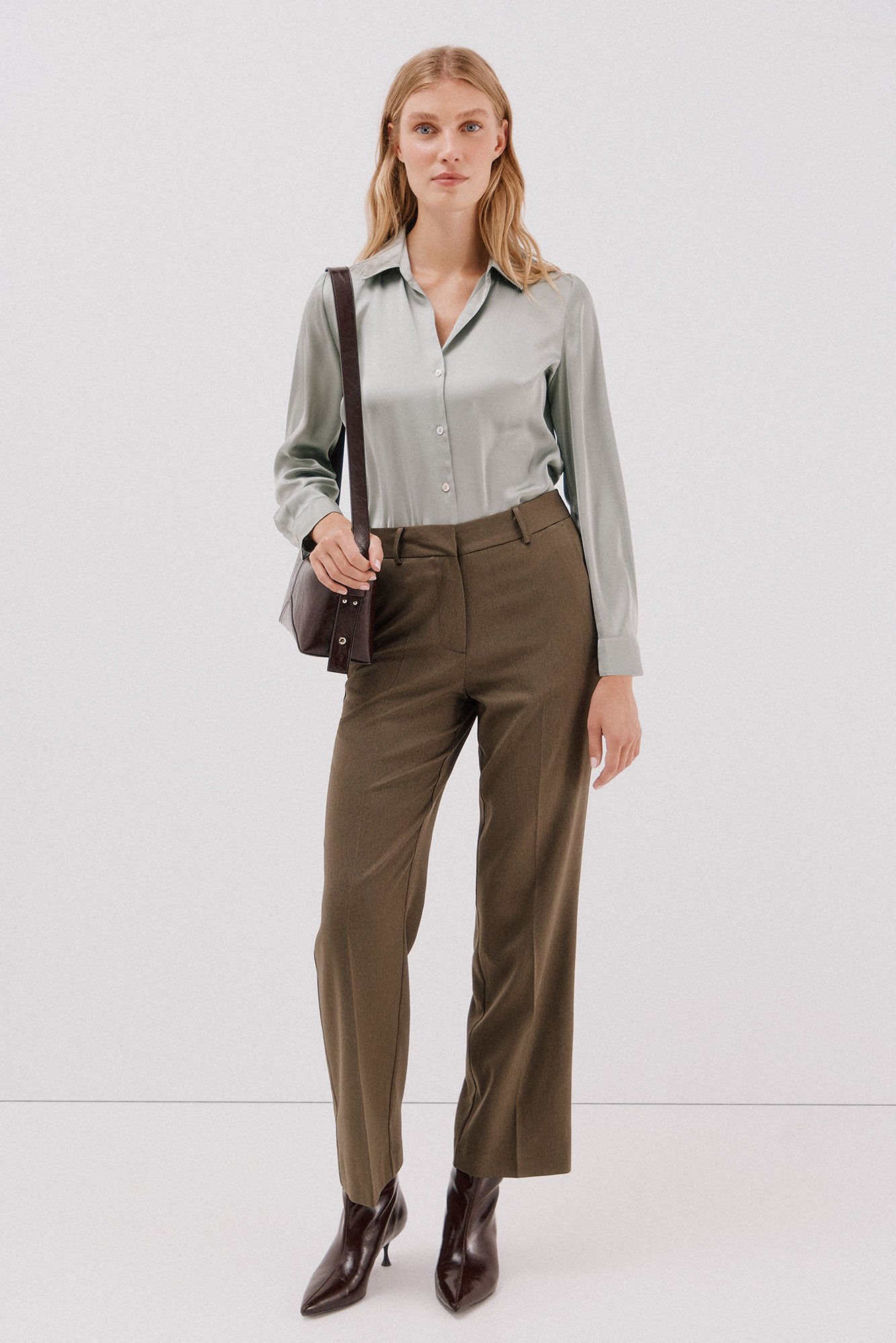 Cortefiel Camisa acetinada Verde