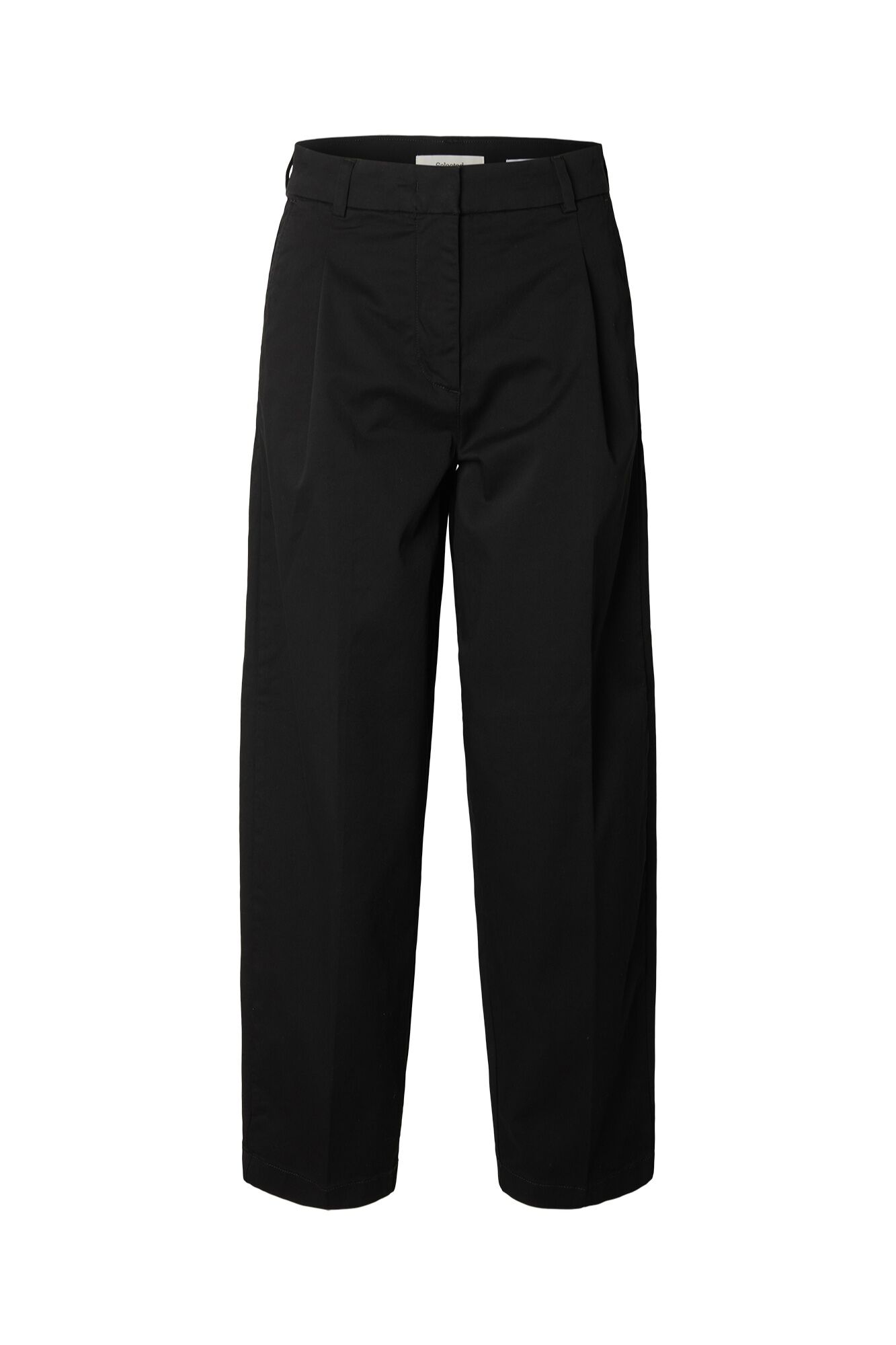 Selected Organic cotton barrel trousers Black