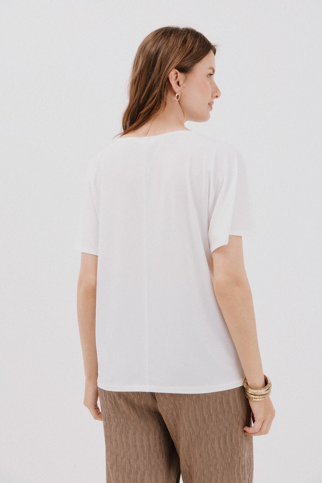Cortefiel Essential fluid T-shirt White