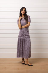 Silbon Vestido longo estampado franzido Granada