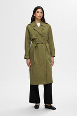 Cortefiel Long organic cotton trench coat Yellow