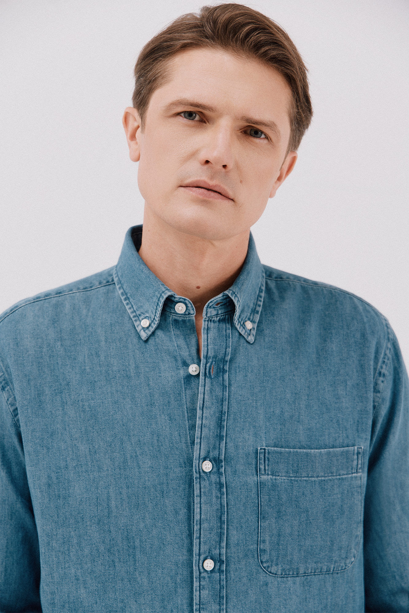 Cortefiel Denim shirt Navy