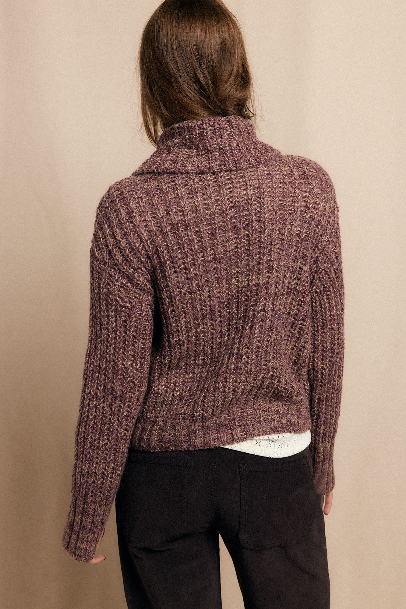 Slowlove Camisola de gola dobrada bicolorida Roxo