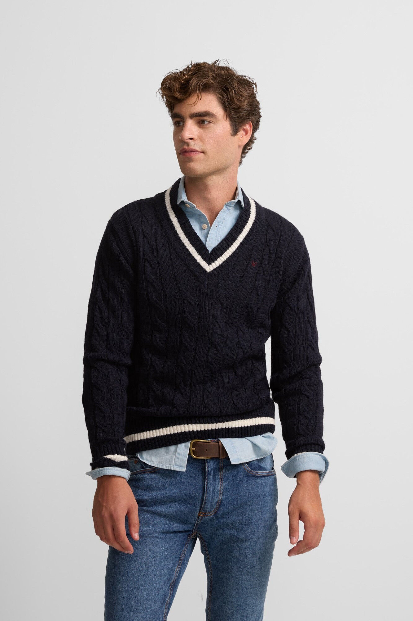 Silbon Jersey cl&aacute;sico college raya Azul marino