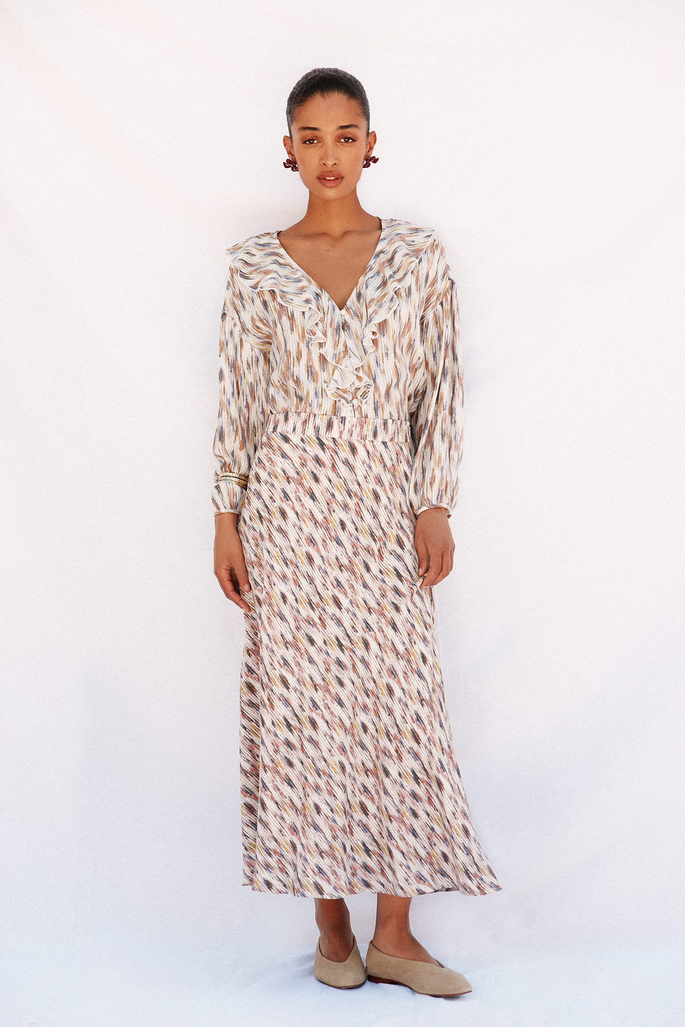 Cortefiel Ruffled printed blouse Multicolour