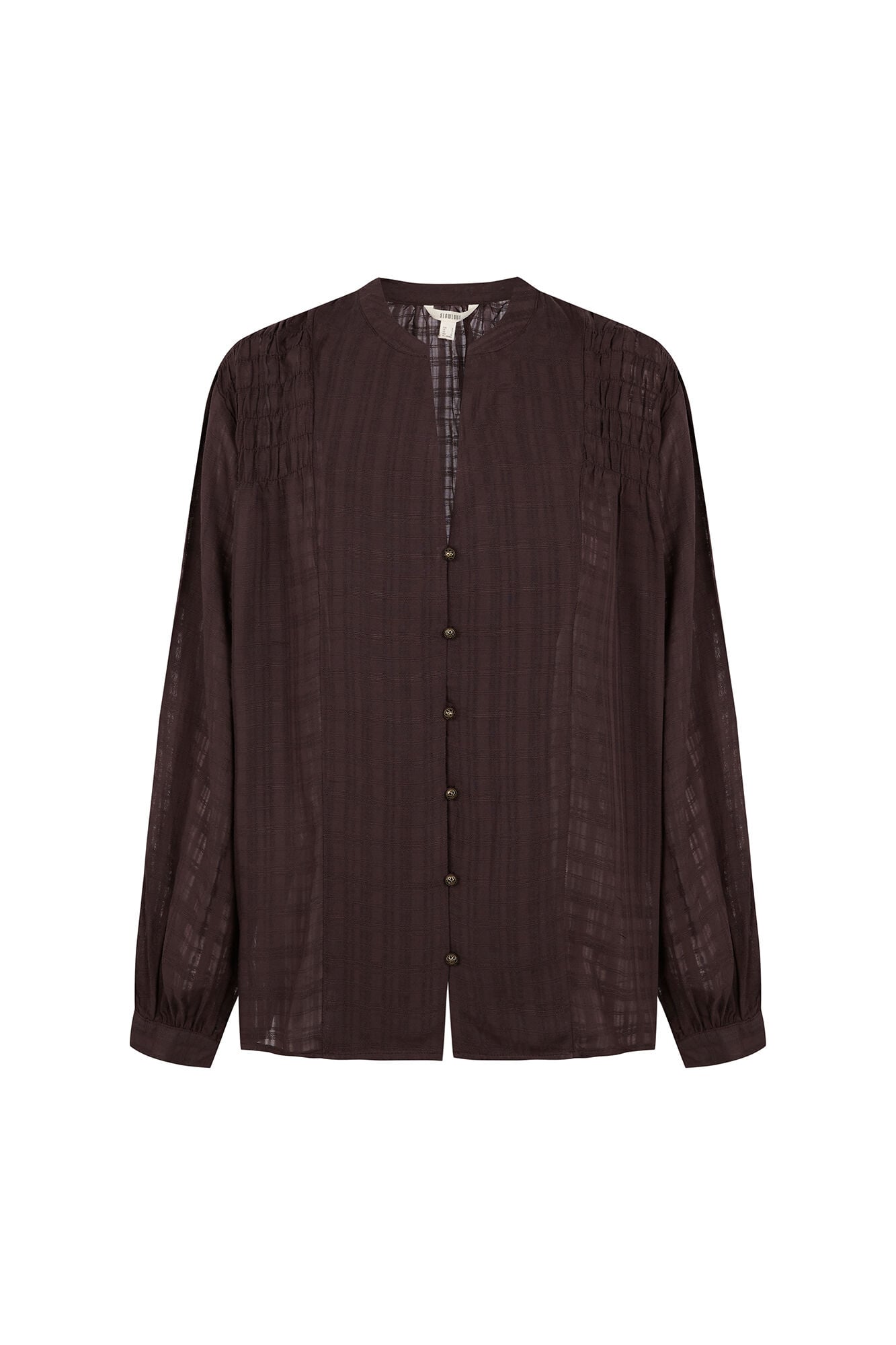 Slowlove Blusa com franzido e mangas bufantes Castanho