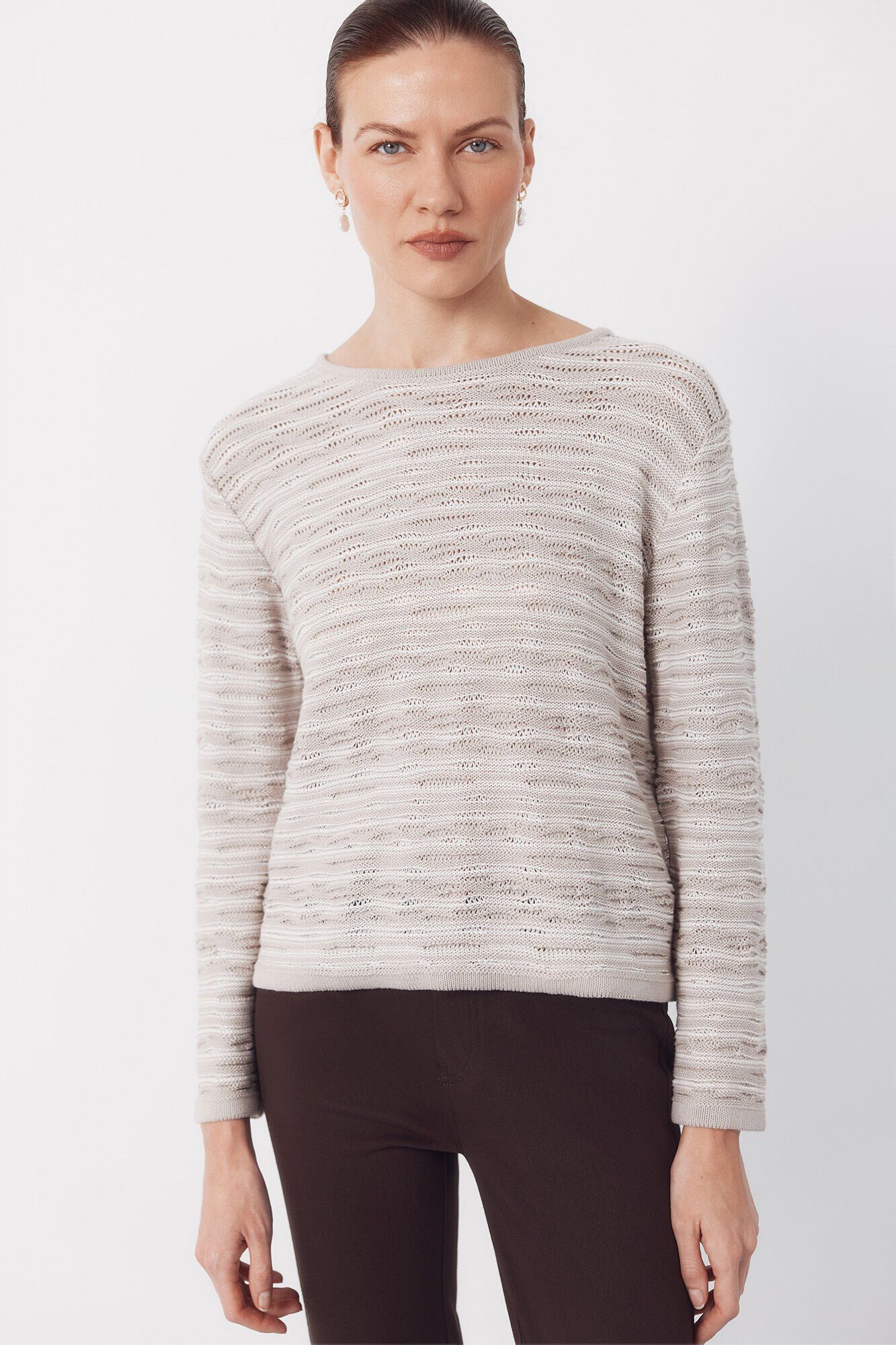Cortefiel Jersey-knit textured jumper Beige