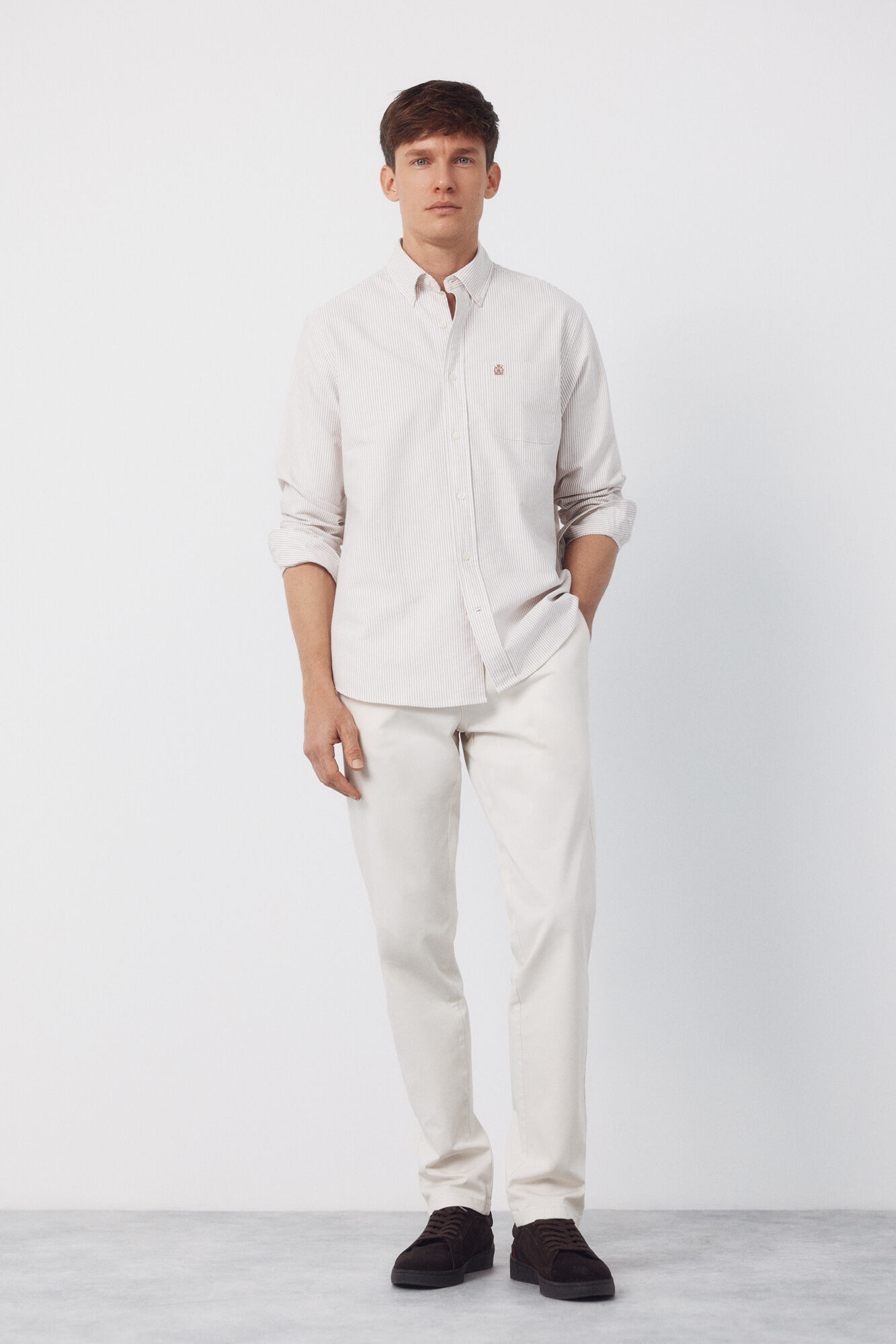 Cortefiel Candle stripe oxford shirt Ivory