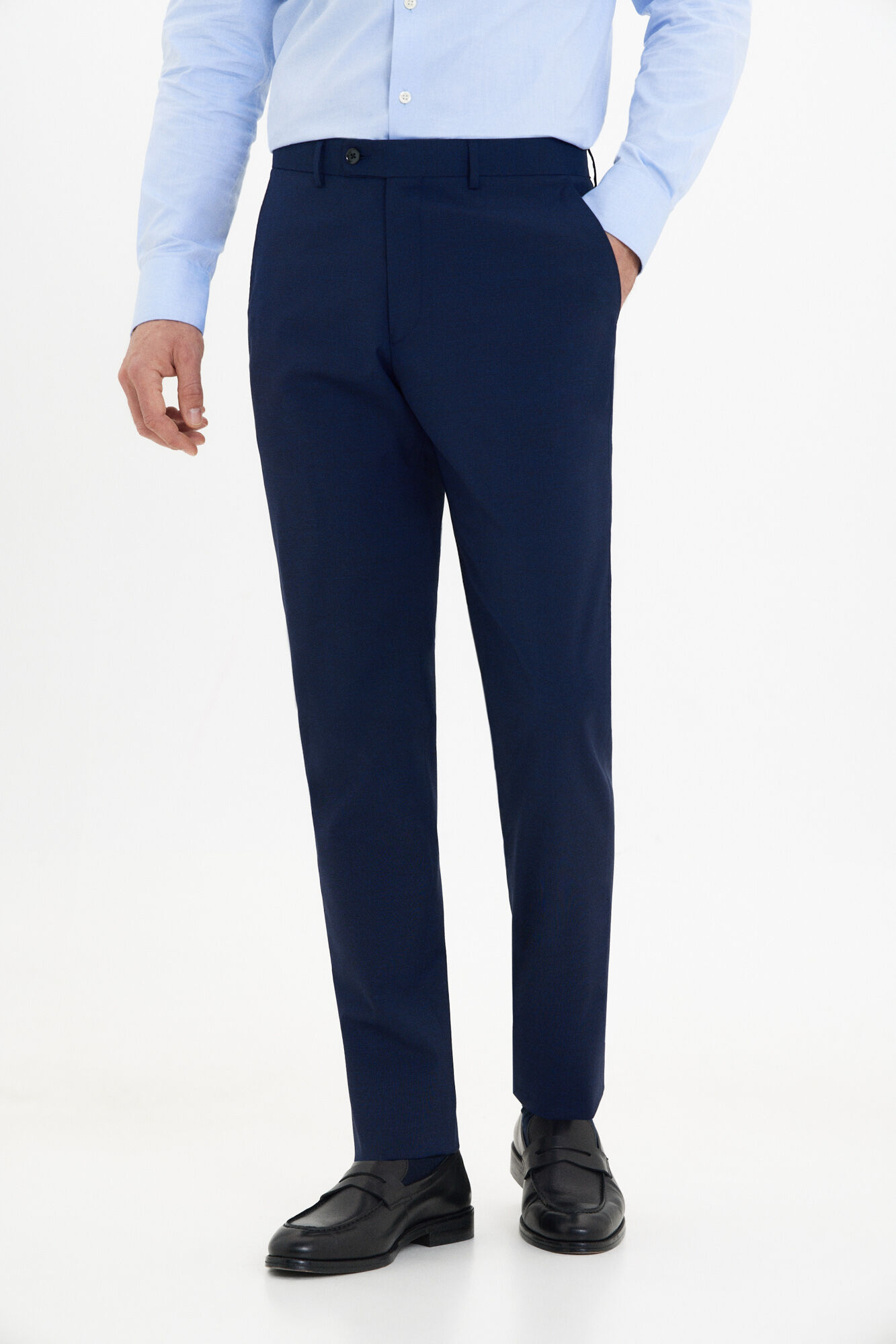 Cortefiel Slim fit micro-checked trousers Navy