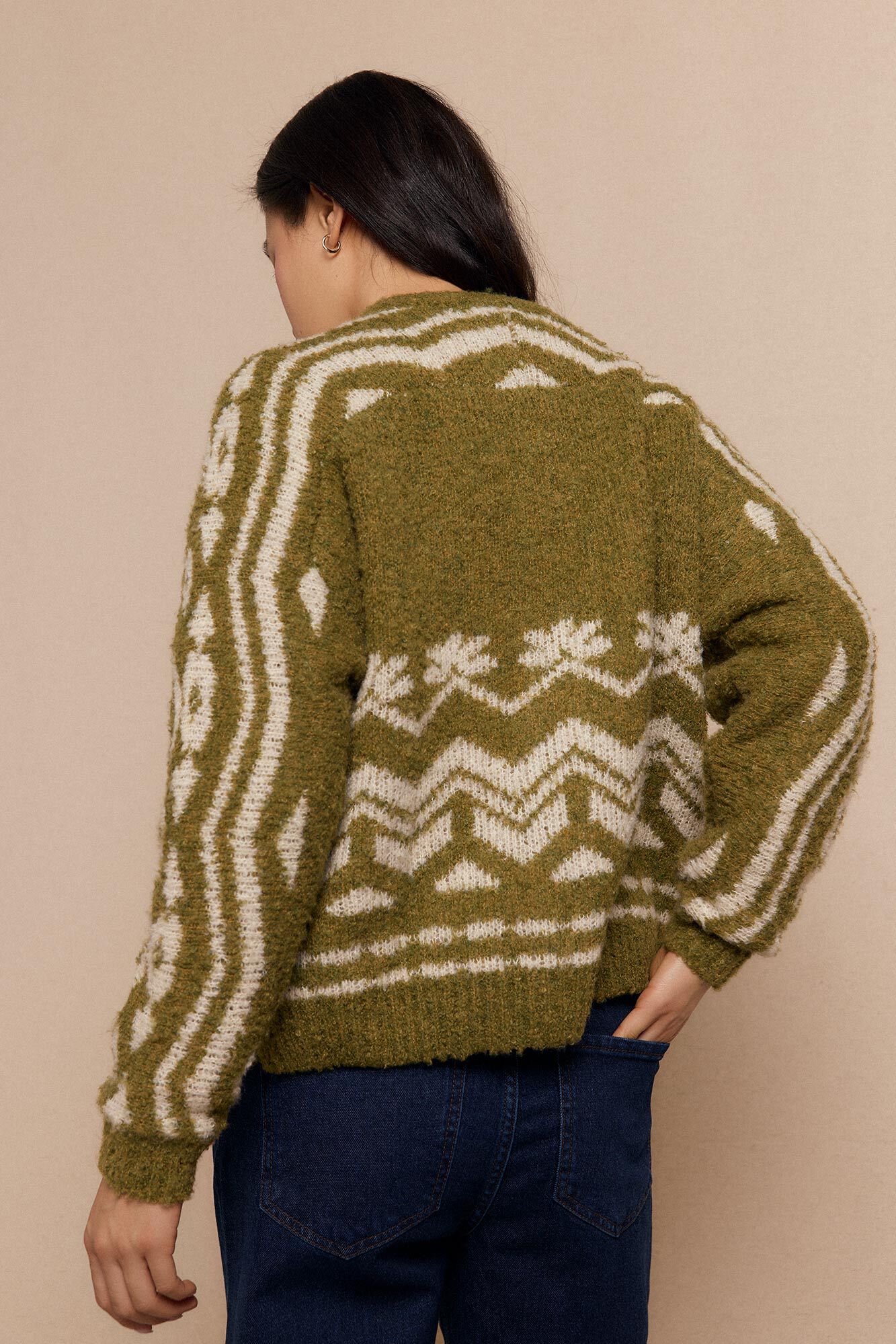 Slowlove malha bomber de jacquard Verde