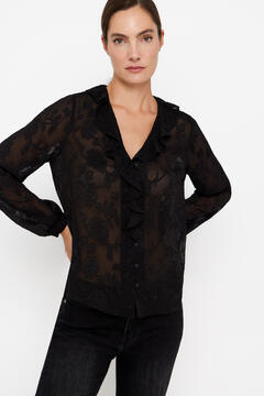 Cortefiel Jacquard blouse Black
